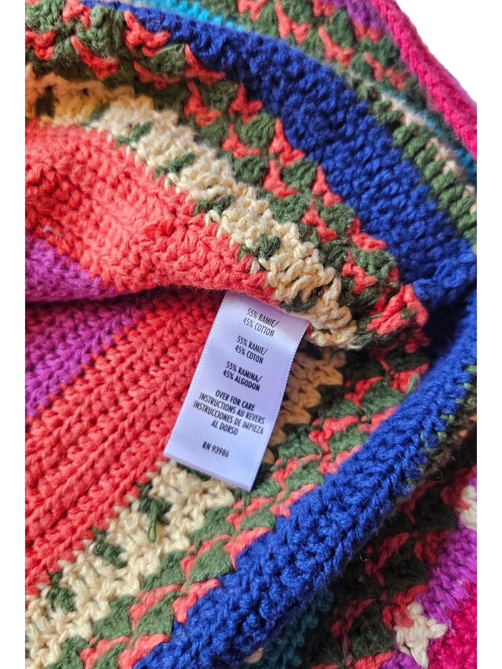 Casual Corner Annex Crochet Cardigan XL Colorful Striped Boho Knit Button Front - Picture 11 of 11